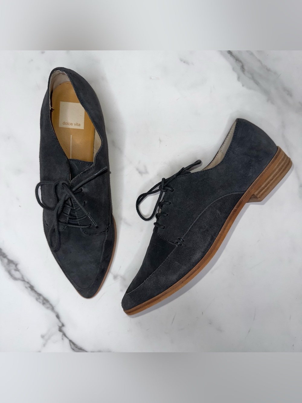 Dolce Vita Gray Suede Kyzer Pointed Toe Oxfords Size 9